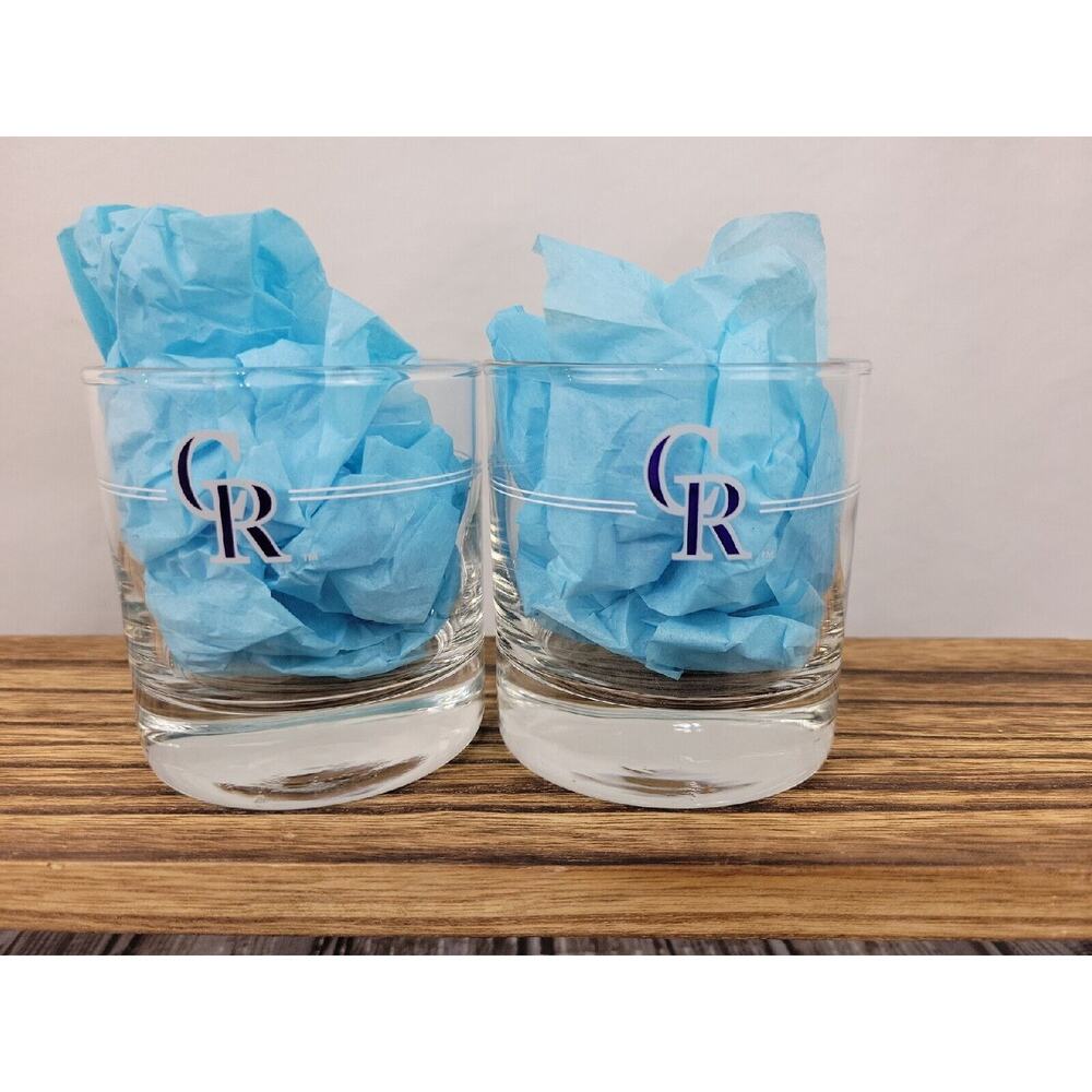 Jack Daniels / Colorado Rockies MLB Heavy Bottom Whiskey Glasses - Set of 2